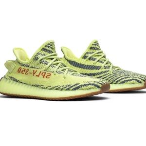 Adidas Yeezy Lime Green Sneakers with Primeknit and Boost Cushioning